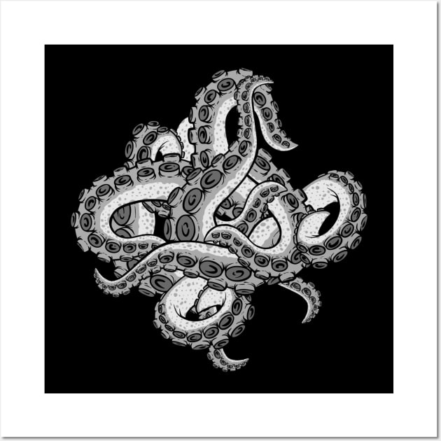 Grey Tentacle Mess Wall Art by Spazzy Newton